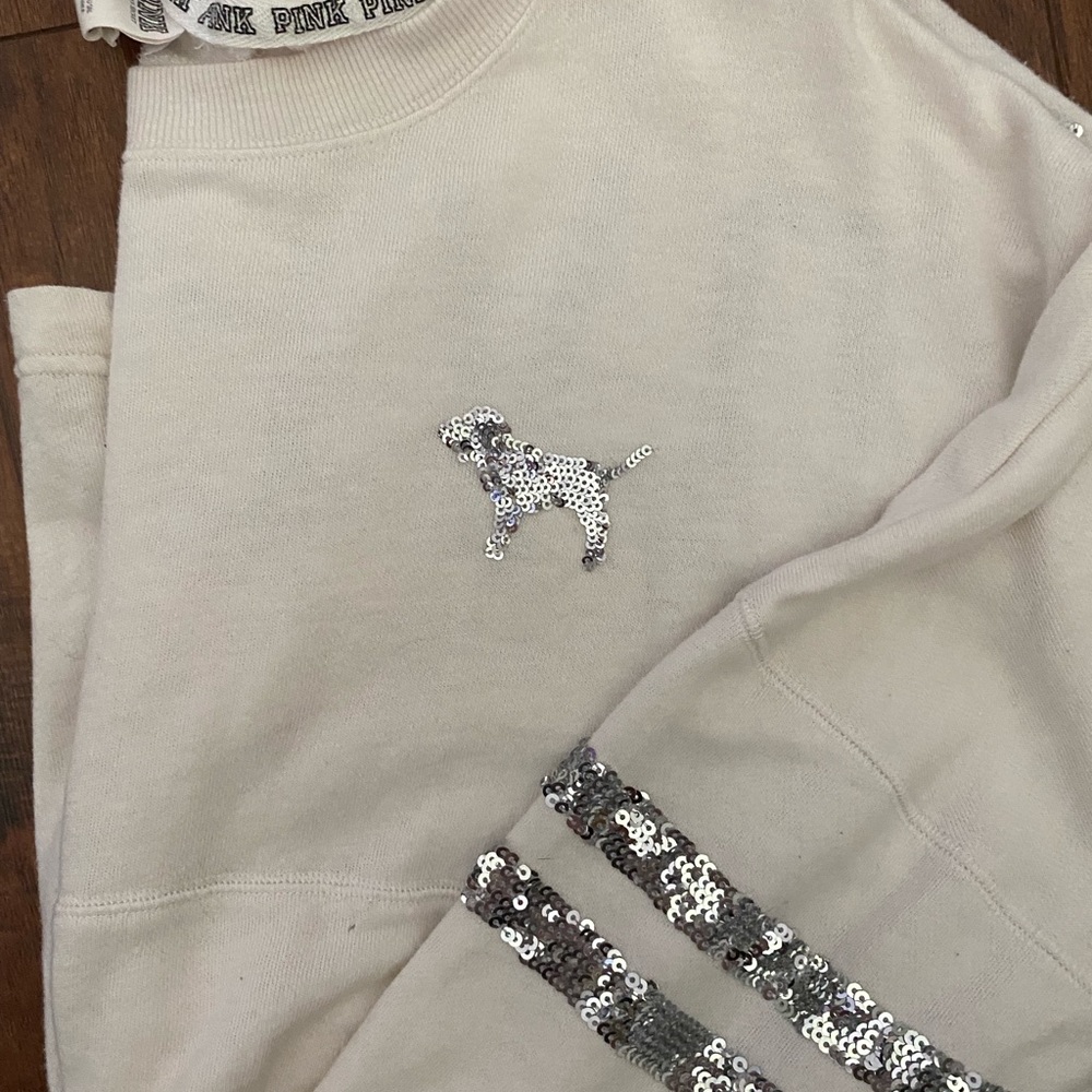 PINK white sweater with sparkles